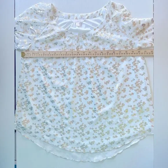 LC Lauren Conrad Elegant Gold and White long sleeve Women's Top - Picture 13 of 16